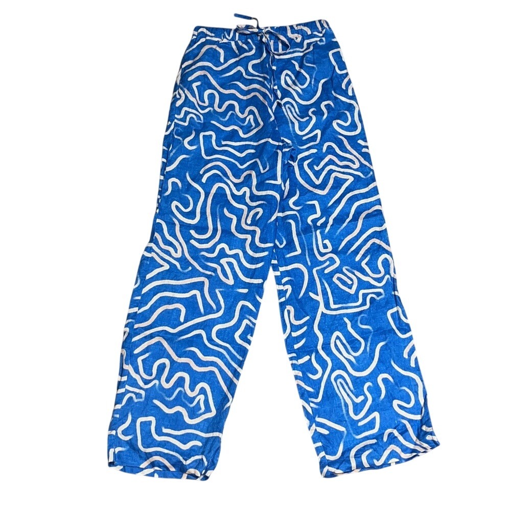 Stone Fox Swim Gita Wide Leg Linen Pant Rio Azul Blue